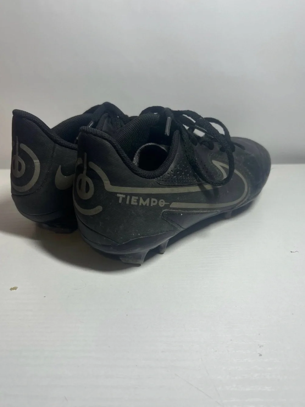 Nike Black Tiempo Soccer Cleats with Silver Swoosh